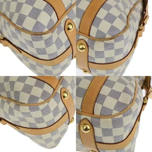 LOUIS VUITTON LV Stresa PM Shoulder Bag Damier Azur Leather White